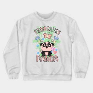 Panda For Kids Ferocious Sweet Panda Japanese Style Bamboos Crewneck Sweatshirt